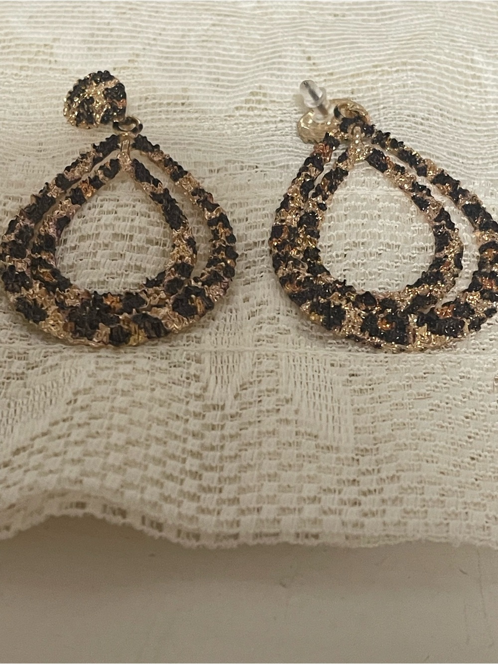 Double Teardrop Sparkle Earrings in Gold and Black